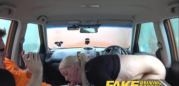  Fake Driving School lesson ends in suprise squirting orgasm and creampie